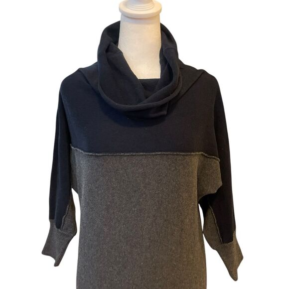 Nautica Sweater Dress Two Tone Navy Grey Cowl Neck Womens Medium NWT - Picture 3 of 7